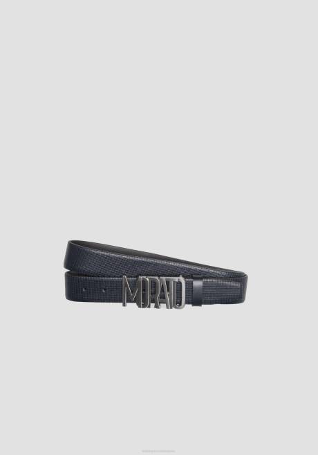 ceinture en pur cuir avec boucle à inscription Morato Antony Morato encre bleue Hommes accessoires 4B4P342