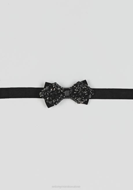 nœud papillon en tissu avec pierres précieuses aspect granit et sangle réglable Antony Morato noir Hommes accessoires 4B4P381