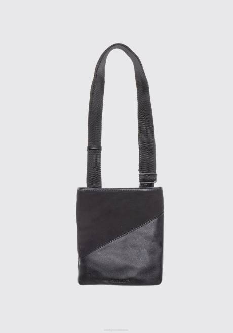 sac messager en popeline avec détails en simili cuir et logo en métal Antony Morato noir Hommes accessoires 4B4P363
