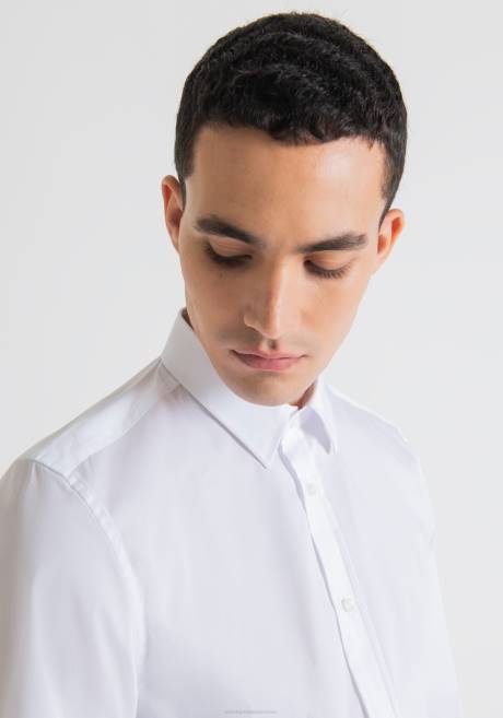 Chemise milano Super Slim Fit en popeline de coton mélangé stretch tendance Antony Morato blanc Hommes vêtements 4B4P130