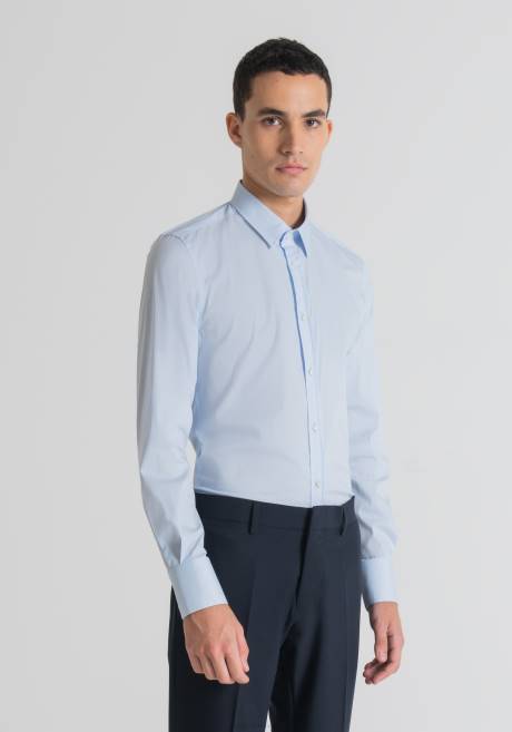 Chemise milano Super Slim Fit en popeline de coton mélangé stretch tendance Antony Morato ciel Hommes vêtements 4B4P120