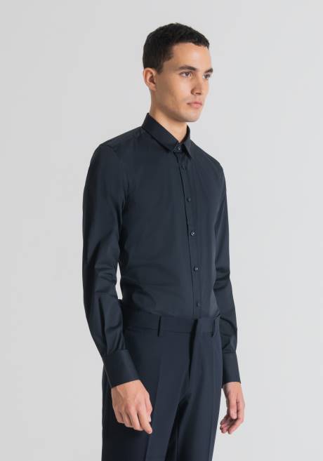 Chemise milano Super Slim Fit en popeline de coton mélangé stretch tendance Antony Morato encre bleue Hommes vêtements 4B4P123