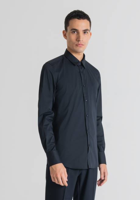 Chemise milano Super Slim Fit en popeline de coton mélangé stretch tendance Antony Morato encre bleue Hommes vêtements 4B4P123