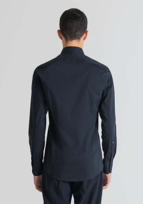 Chemise milano Super Slim Fit en popeline de coton mélangé stretch tendance Antony Morato encre bleue Hommes vêtements 4B4P123