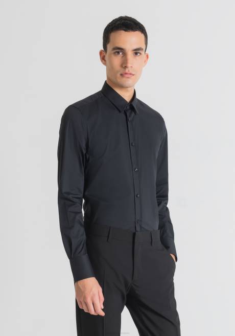 Chemise milano Super Slim Fit en popeline de coton mélangé stretch tendance Antony Morato noir Hommes vêtements 4B4P110