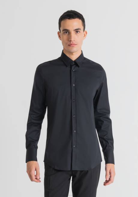 Chemise milano Super Slim Fit en popeline de coton mélangé stretch tendance Antony Morato noir Hommes vêtements 4B4P110