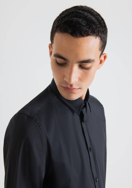 Chemise milano Super Slim Fit en popeline de coton mélangé stretch tendance Antony Morato noir Hommes vêtements 4B4P110