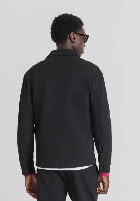 chemise Oslo Regular Fit en sergé de coton mélangé stretch de couleur unie Antony Morato noir Hommes vêtements 4B4P118