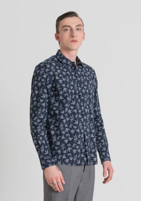 chemise barcelona coupe classique en coton mélangé imprimé Antony Morato encre bleue Hommes vêtements 4B4P111