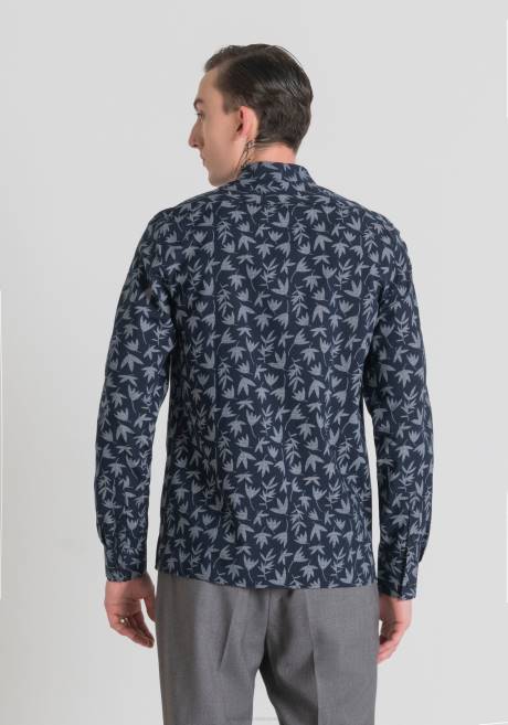 chemise barcelona coupe classique en coton mélangé imprimé Antony Morato encre bleue Hommes vêtements 4B4P111