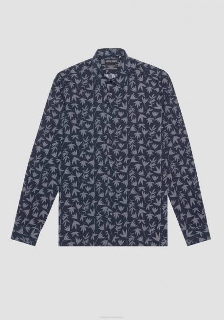 chemise barcelona coupe classique en coton mélangé imprimé Antony Morato encre bleue Hommes vêtements 4B4P111