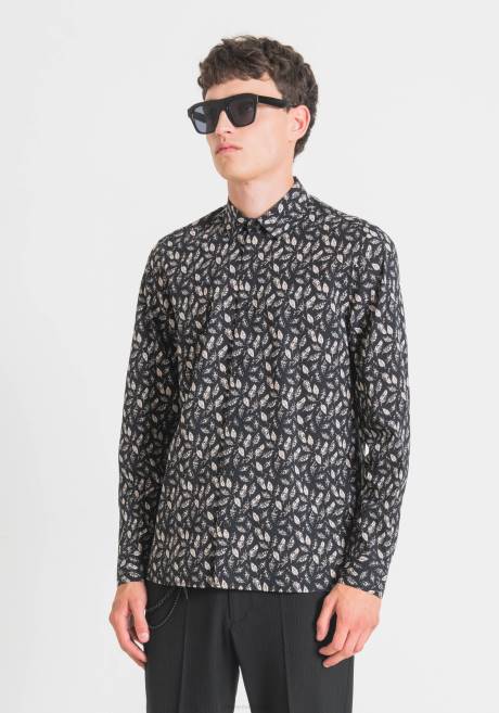 chemise barcelona coupe droite en coton mélangé à motif all-over Antony Morato noir Hommes vêtements 4B4P108