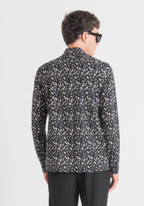 chemise barcelona coupe droite en coton mélangé à motif all-over Antony Morato noir Hommes vêtements 4B4P108