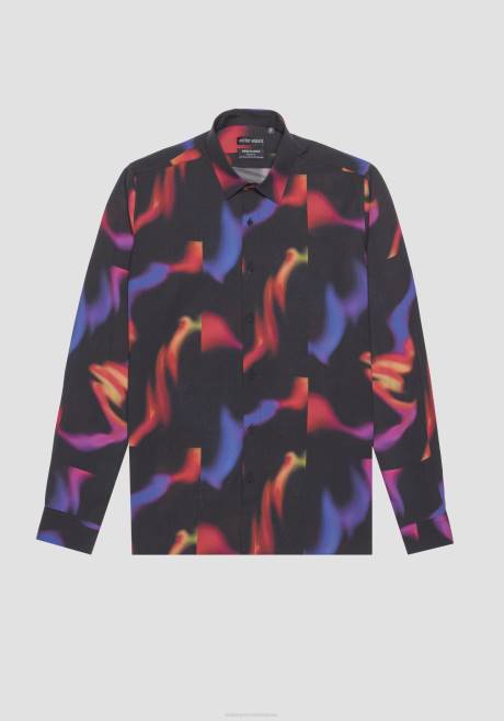chemise barcelona coupe droite en tissu doux en coton mélangé à motif multicolore Antony Morato noir Hommes vêtements 4B4P116