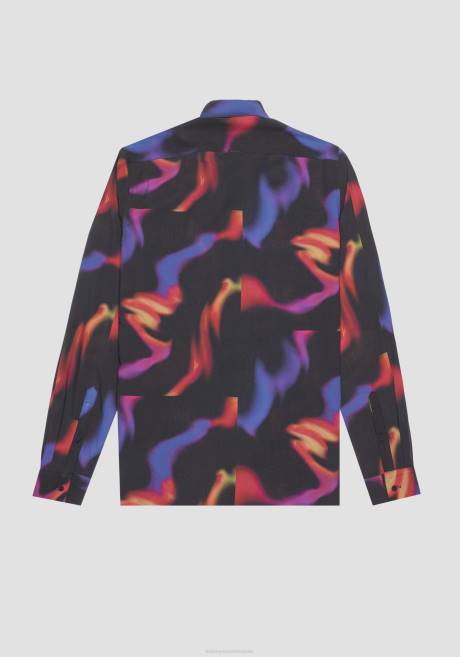 chemise barcelona coupe droite en tissu doux en coton mélangé à motif multicolore Antony Morato noir Hommes vêtements 4B4P116