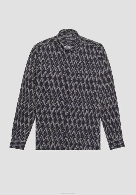 chemise barcelona coupe droite régulière en coton mélangé à motif all-over Antony Morato noir Hommes vêtements 4B4P106