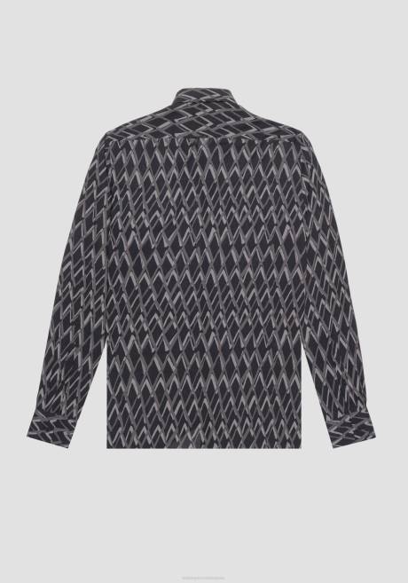chemise barcelona coupe droite régulière en coton mélangé à motif all-over Antony Morato noir Hommes vêtements 4B4P106