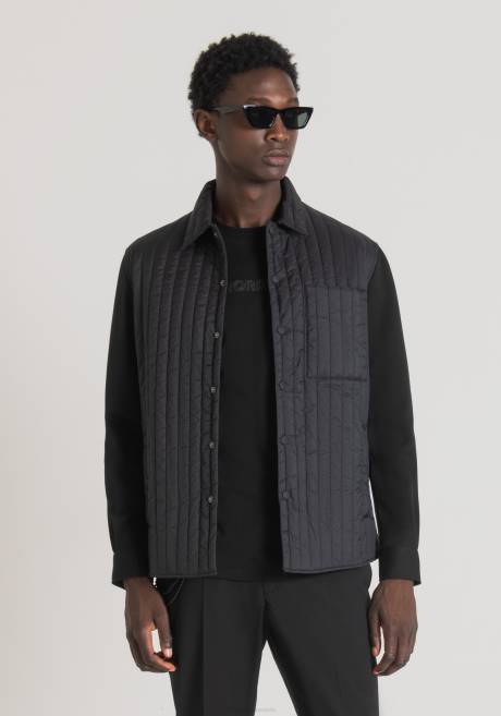 chemise coupe classique en nylon matelassé et tissu contrastant Antony Morato noir Hommes vêtements 4B4P124