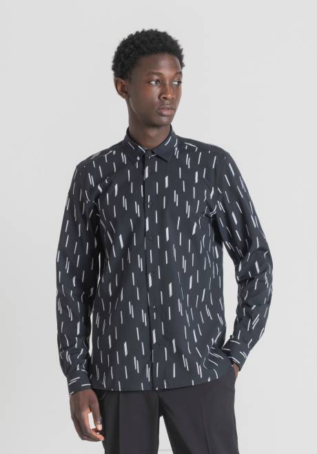 chemise droite barcelona en coton mélangé Antony Morato noir Hommes vêtements 4B4P104