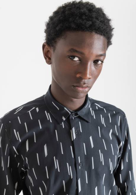 chemise droite barcelona en coton mélangé Antony Morato noir Hommes vêtements 4B4P104