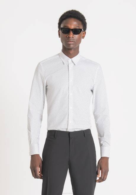 chemise napoli coupe slim en pur coton imprimé Antony Morato blanc Hommes vêtements 4B4P113