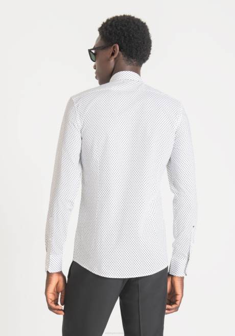 chemise napoli coupe slim en pur coton imprimé Antony Morato blanc Hommes vêtements 4B4P113