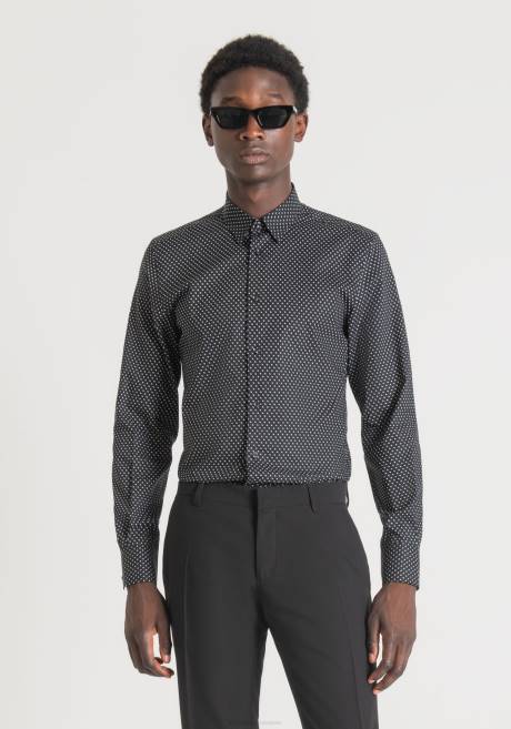 chemise napoli coupe slim en pur coton imprimé Antony Morato noir Hommes vêtements 4B4P107