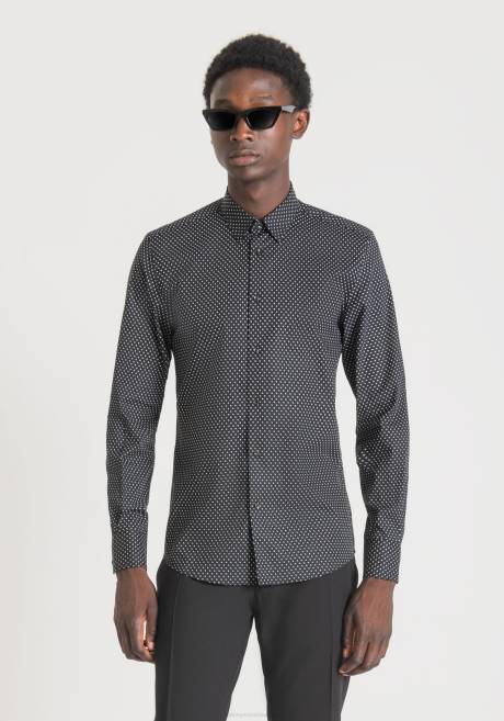 chemise napoli coupe slim en pur coton imprimé Antony Morato noir Hommes vêtements 4B4P107