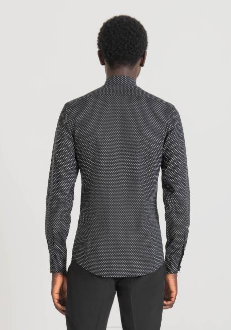 chemise napoli coupe slim en pur coton imprimé Antony Morato noir Hommes vêtements 4B4P107