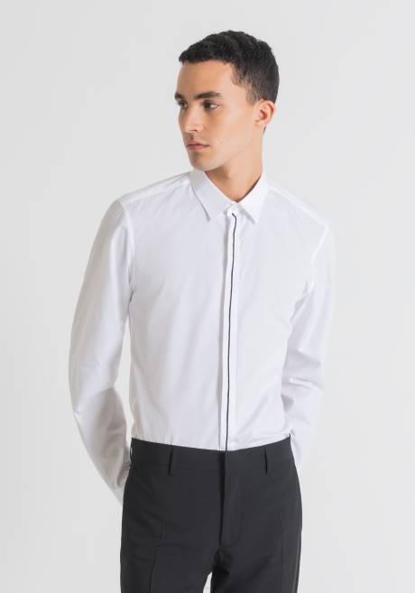 chemise slim fit paris facile à repasser en pur coton doux au toucher avec boutons dissimulés Antony Morato blanc Hommes vêtements 4B4P134