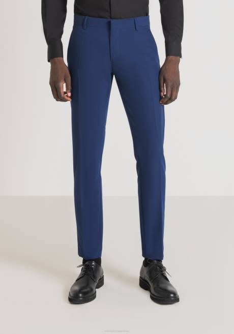 Pantalon Bonnie Slim Fit en tissu mélangé de viscose stretch avec fermeture cachée Antony Morato bleutte Hommes vêtements 4B4P227