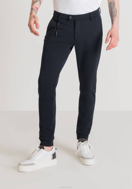 Pantalon de survêtement coupe skinny en coton mélangé avec fermeture boutonnée et ourlet élastiqué Antony Morato encre bleue Hommes vêtements 4B4P257