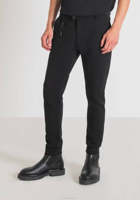 Pantalon de survêtement coupe skinny en coton mélangé avec fermeture boutonnée et ourlet élastiqué Antony Morato noir Hommes vêtements 4B4P222