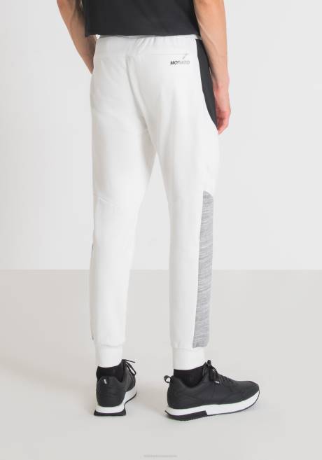 pantalon de survêtement coupe classique en coton mélangé stretch avec bandes latérales contrastées Antony Morato crème Hommes vêtements 4B4P258