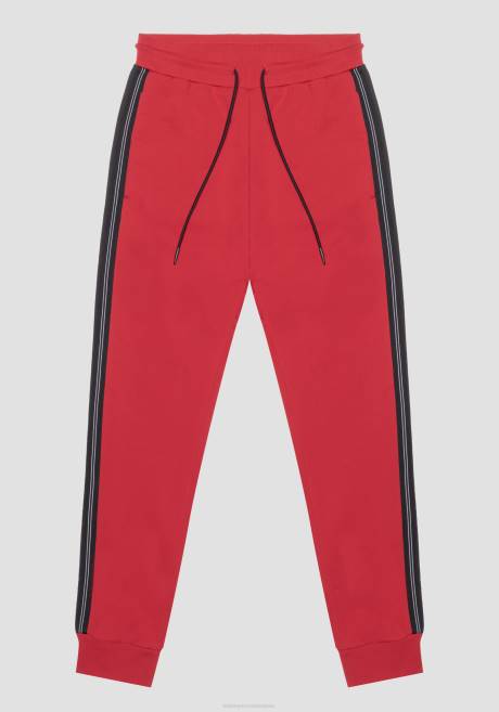 pantalon de survêtement coupe slim en coton stretch avec contraste en tissu technique Antony Morato rouge Hommes vêtements 4B4P274