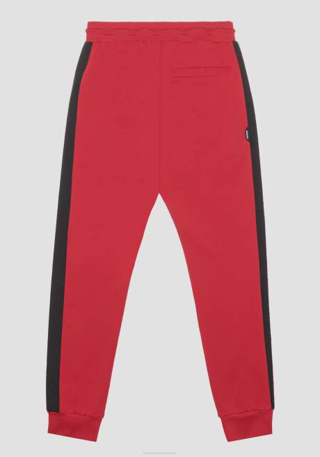pantalon de survêtement coupe slim en coton stretch avec contraste en tissu technique Antony Morato rouge Hommes vêtements 4B4P274