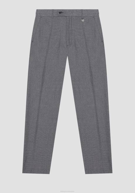 pantalon phil Regular coupe droite en tissu dobby en viscose mélangée Antony Morato mélange gris foncé Hommes vêtements 4B4P241