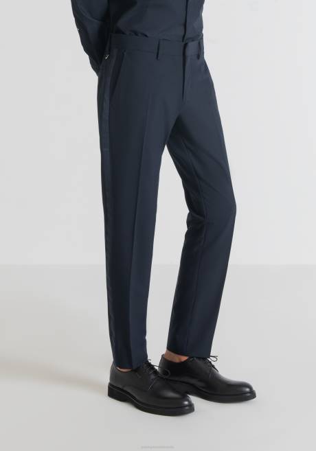 pantalon slim nina avec détails en satin Antony Morato encre bleue Hommes vêtements 4B4P272