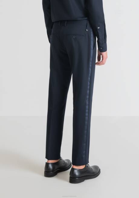 pantalon slim nina avec détails en satin Antony Morato encre bleue Hommes vêtements 4B4P272