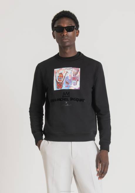 sweat coupe classique en coton mélangé stretch avec imprimé basquiat Antony Morato noir Hommes vêtements 4B4P55