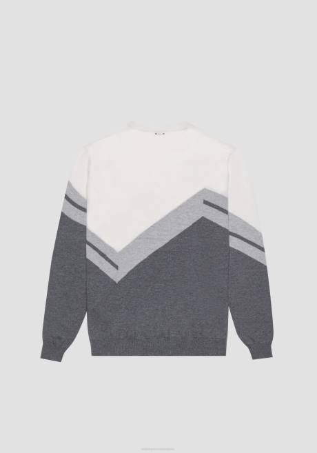 sweat-shirt Regular Fit en fil de laine mélangée avec bande jacquard Antony Morato mélange gris foncé Hommes vêtements 4B4P53