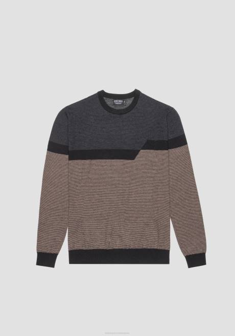 sweat-shirt Regular Fit en fil de laine mélangée avec bande jacquard Antony Morato noir Hommes vêtements 4B4P71