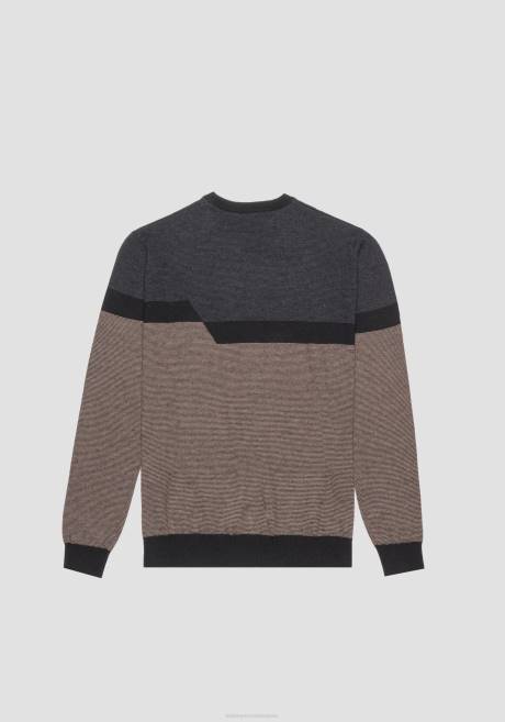 sweat-shirt Regular Fit en fil de laine mélangée avec bande jacquard Antony Morato noir Hommes vêtements 4B4P71