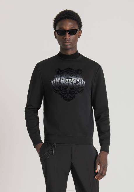 sweat-shirt à col rond coupe classique en coton mélangé avec imprimé tigre dégradé Antony Morato noir Hommes vêtements 4B4P47