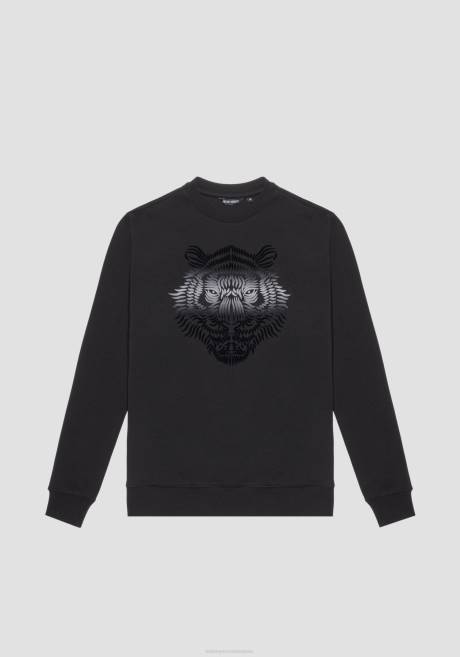 sweat-shirt à col rond coupe classique en coton mélangé avec imprimé tigre dégradé Antony Morato noir Hommes vêtements 4B4P47