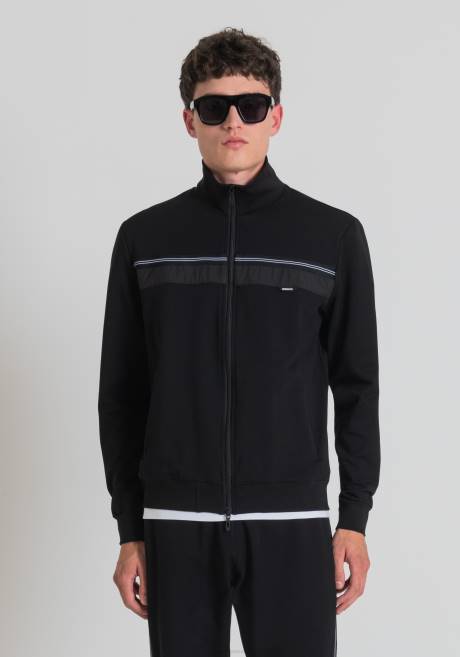 sweat-shirt coupe slim à col montant en coton stretch doux avec poches avant cachées Antony Morato noir Hommes vêtements 4B4P62