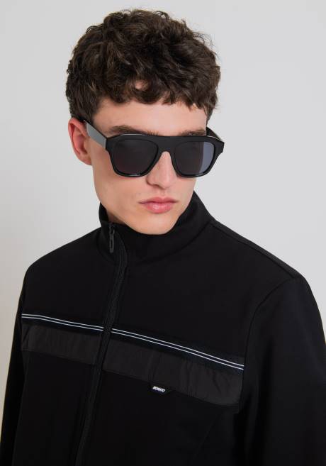 sweat-shirt coupe slim à col montant en coton stretch doux avec poches avant cachées Antony Morato noir Hommes vêtements 4B4P62