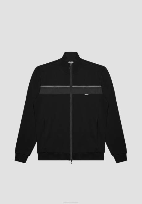 sweat-shirt coupe slim à col montant en coton stretch doux avec poches avant cachées Antony Morato noir Hommes vêtements 4B4P62