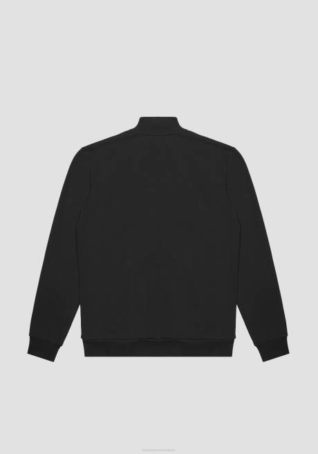 sweat-shirt coupe slim à col montant en coton stretch doux avec poches avant cachées Antony Morato noir Hommes vêtements 4B4P62