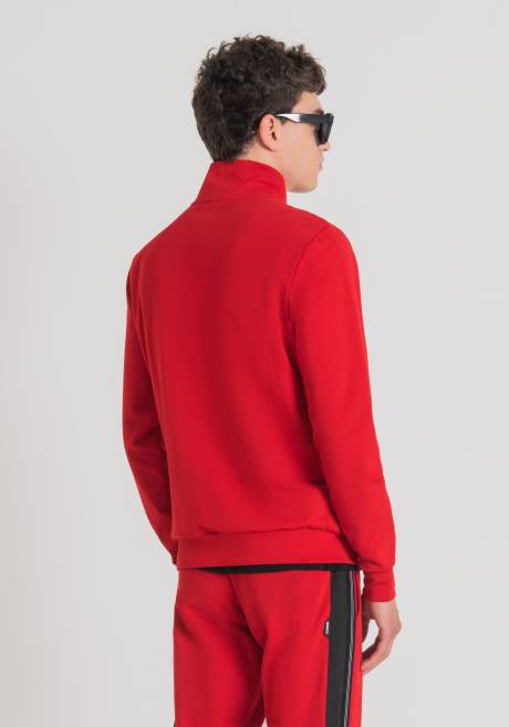 sweat-shirt coupe slim à col montant en coton stretch doux avec poches avant cachées Antony Morato rouge Hommes vêtements 4B4P58